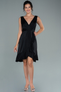 Short Black Satin Invitation Dress ABK1453