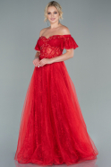Long Red Dantelle Evening Dress ABU2471