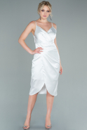 White Midi Satin Invitation Dress ABK1344