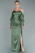 Long Olive Drab Satin Prom Gown ABU2402