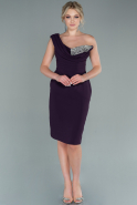 Short Dark Purple Plus Size Evening Dress ABK1461