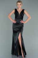 Long Black Satin Prom Gown ABU2479