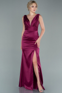 Long Cherry Colored Satin Prom Gown ABU2479