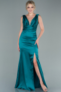 Long Emerald Green Satin Prom Gown ABU2479