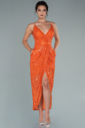 Midi Orange Scaly Invitation Dress ABK1463