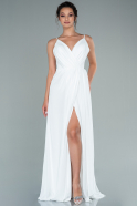 Long White Satin Evening Dress ABU2494