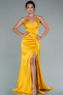 Long Mustard Satin Engagement Dress ABU2495