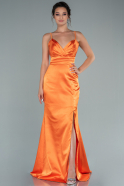 Orange Long Satin Prom Gown ABU2412