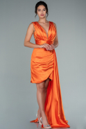 Short Orange Satin Invitation Dress ABK1460