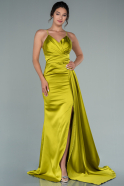 Long Pistachio Green Satin Engagement Dress ABU2495