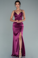 Cherry Colored Long Satin Prom Gown ABU2412