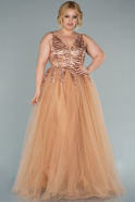 Long Gold Plus Size Evening Dress ABU2478