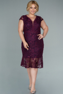 Short Purple Laced Plus Size Evening Dress ABK1454