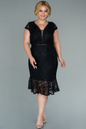 Short Black Laced Plus Size Evening Dress ABK1454