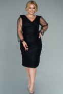 Short Black Laced Plus Size Evening Dress ABK1457