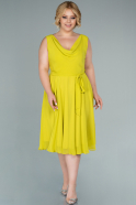 Midi Pistachio Green Chiffon Plus Size Evening Dress ABK1467