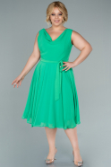 Midi Green Chiffon Plus Size Evening Dress ABK1467
