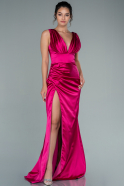 Long Fuchsia Satin Prom Gown ABU2504