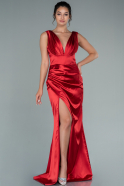 Long Red Satin Prom Gown ABU2504