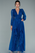 Sax Blue Long Evening Dress ABU2372