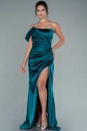 Long Emerald Green Satin Prom Gown ABU2515