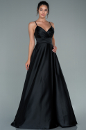 Black Long Satin Prom Gown ABU2375