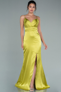 Pistachio Green Long Satin Prom Gown ABU2412
