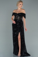 Long Black Scaly Evening Dress ABU2503