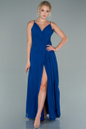 Long Sax Blue Satin Evening Dress ABU2494