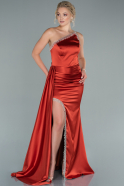 Red Long Satin Evening Dress ABU2386