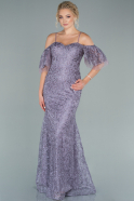 Long Lavender Laced Mermaid Evening Dress ABU2520