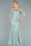 Long Mint Laced Mermaid Evening Dress ABU2520