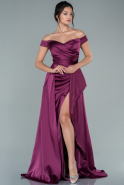 Long Cherry Colored Satin Prom Gown ABU2414