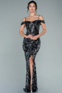 Long Black-Silver Scaly Mermaid Prom Dress ABU2524