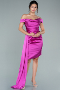 Fuchsia Short Satin Invitation Dress ABK1039