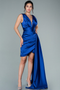 Short Sax Blue Satin Invitation Dress ABK1460