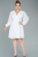 Short White Chiffon Plus Size Evening Dress ABK1472