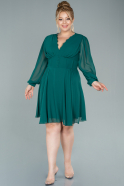Short Emerald Green Chiffon Plus Size Evening Dress ABK1472