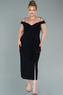 Midi Black Plus Size Evening Dress ABK1474
