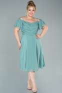 Midi Turquoise Chiffon Plus Size Evening Dress ABK1475