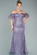 Long Lavender Laced Plus Size Evening Dress ABU2522