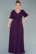 Long Purple Chiffon Plus Size Evening Dress ABU2536