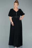 Long Black Chiffon Plus Size Evening Dress ABU2536