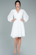 Short White Chiffon Night Dress ABK1480
