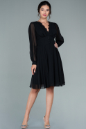 Short Black Chiffon Night Dress ABK1480