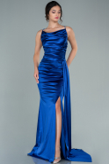 Long Sax Blue Satin Prom Gown ABU2539