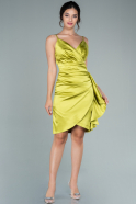 Short Pistachio Green Satin Invitation Dress ABK1482