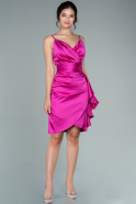 Short Fuchsia Satin Invitation Dress ABK1482