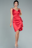 Short Red Satin Invitation Dress ABK1482