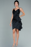 Short Black Satin Invitation Dress ABK1482
